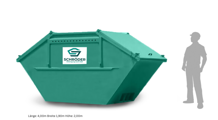 7 Kubikmeter Absetzcontainer mit schließbarem Deckel, ideal für Entsorgungsprojekte, die zusätzliche Sicherheit und Hygiene erfordern.